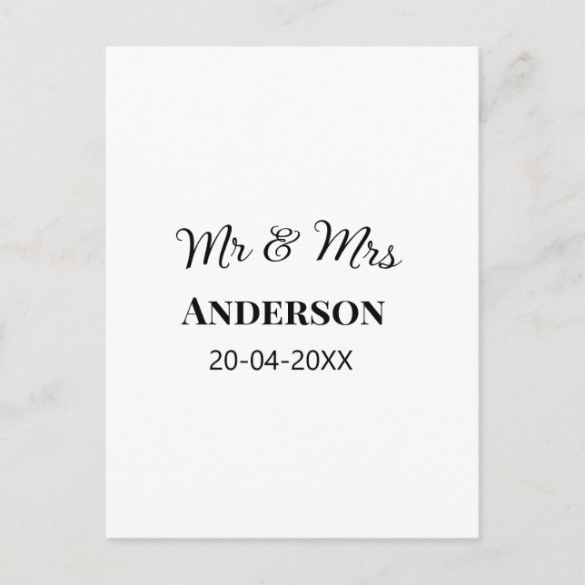 Postal Sr. y Sra. añada apellido fecha año de boda favor  (Anverso)