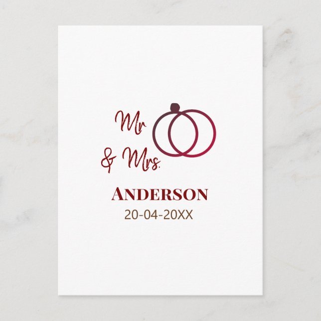 Postal Sr y Sra añaden apellido año fecha favor de boda g (Anverso)