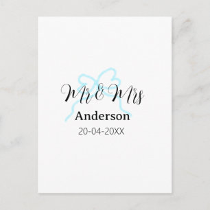 Postal Sr y Sra añaden apellido fecha año arco de boda