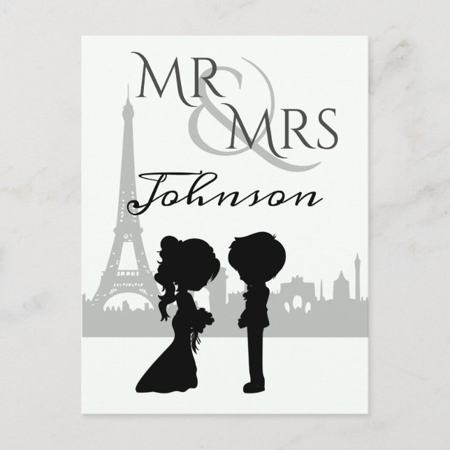 Postal Sr. y Sra. Boda Eiffel Tower (Anverso)