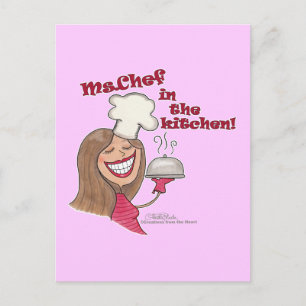 Postal Sra. Chef en la cocina