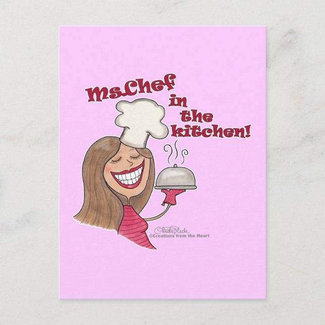 Postal Sra. Chef en la cocina (Anverso)