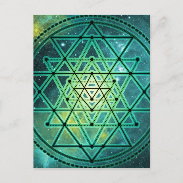 Postal Sri verde místico Yantra (Anverso)