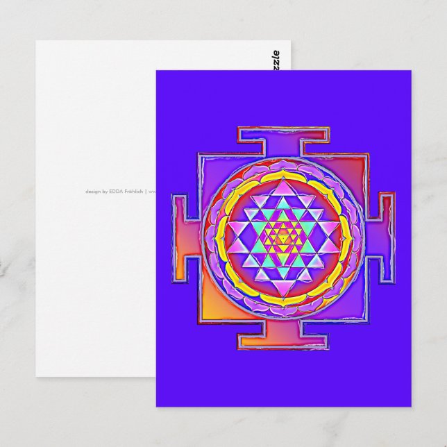 Postal Sri Yantra - Diseño de símbolo del hinduismo 1 (Anverso / Reverso)