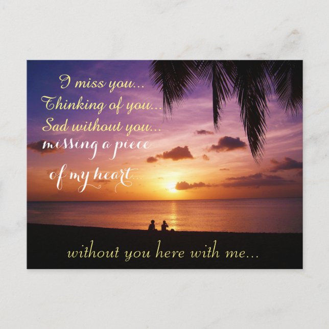 Postal Srta. Missing Sad Lonely Heart roto (Anverso)