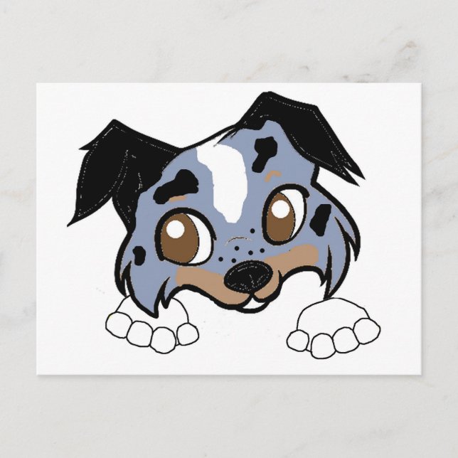 Postal ss azul merle blanco y tan personalizado peeking (Anverso)
