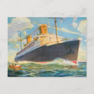 Postal SS Bremen en el mar