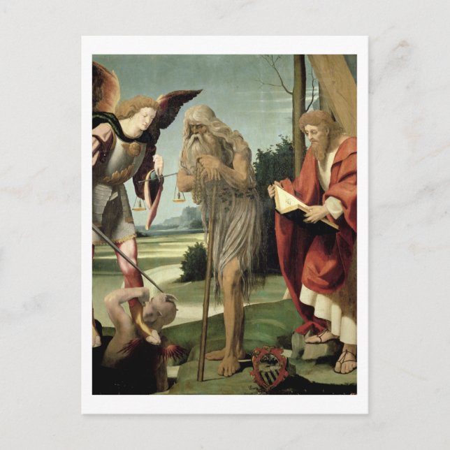Postal SS. Michael, Andrew y Onuphrius (aceite en el pane (Anverso)