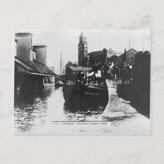 Postal SS Thomas saliendo de Wigan Pier (Anverso)
