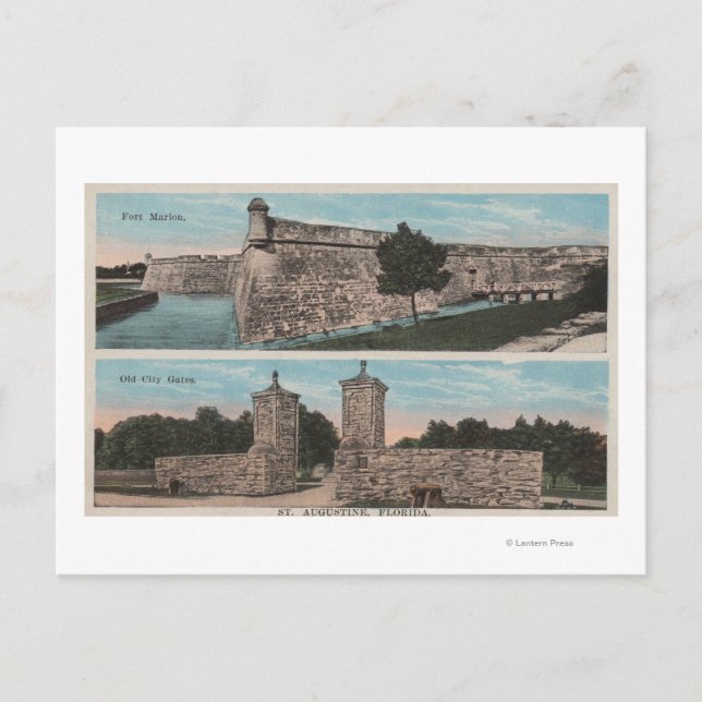 Postal St. Augustine, FL - Vista de Ft. Marion y Ciudad (Anverso)