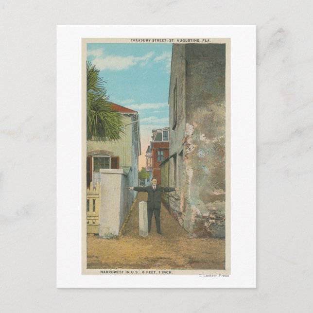 Postal St. Augustine, FL - Vista de Treasury Street y (Anverso)