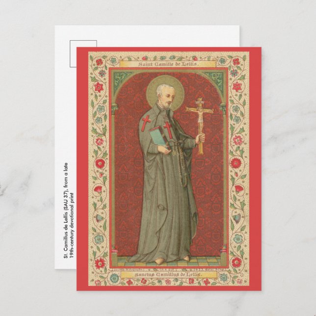 Postal St. Camillus de Lellis (SAU 37; Borde floral) (Anverso / Reverso)