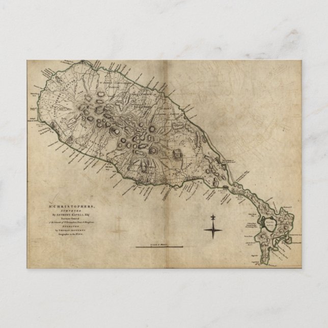 Postal St. Christopher (Saint Kitts), mapa del Caribe (Anverso)