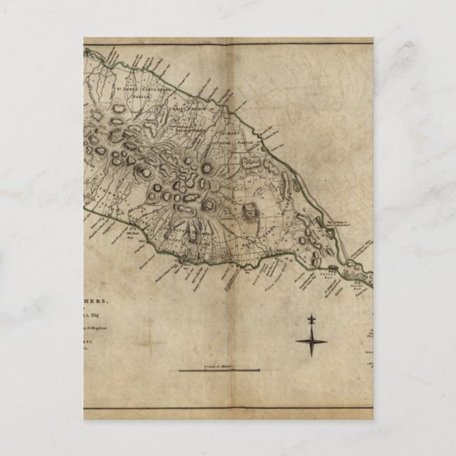 Postal St. Christopher (Saint Kitts), mapa del Caribe (Anverso)