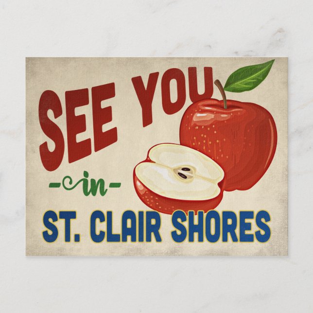 Postal St. Clair Shores Michigan Apple - Viajes de época (Anverso)