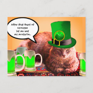 POSTAL ST. EL DÍA DE PATRICK, CAT LEPRECHAUN GORRA IRISH 
