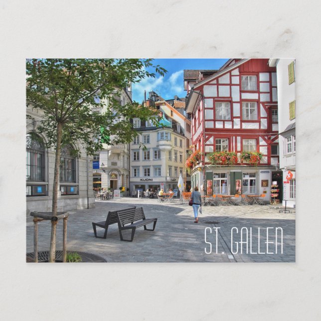 Postal ST. GALLEN SUIZA hermosa plaza del pueblo (Anverso)