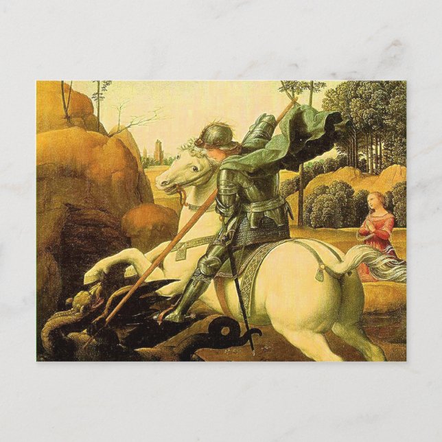 Postal "St. George and the Dragon" de Raphael (alrededor  (Anverso)
