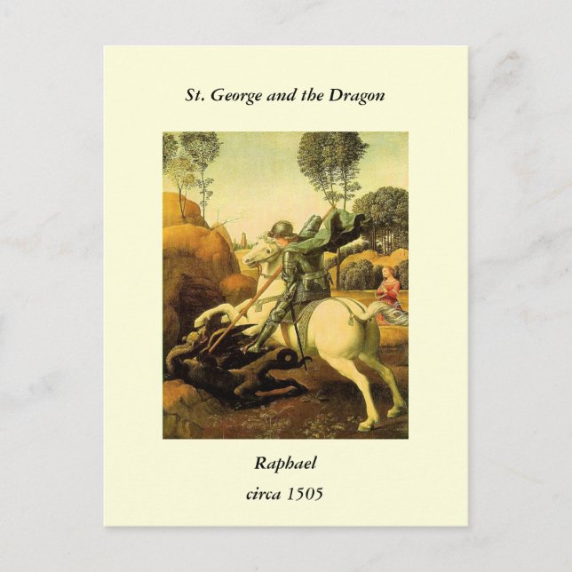 Postal "St. George and the Dragon" de Raphael (alrededor  (Anverso)