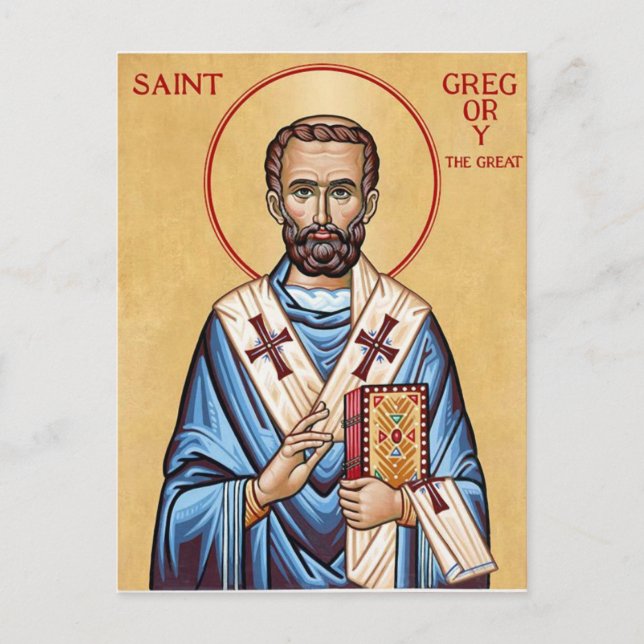 Postal St. Gregory the Great, Pope of Rome Orthodox Icon  (Anverso)
