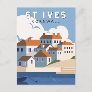 Postal St Ives Cornwall England Retro Viaje Art Vintage