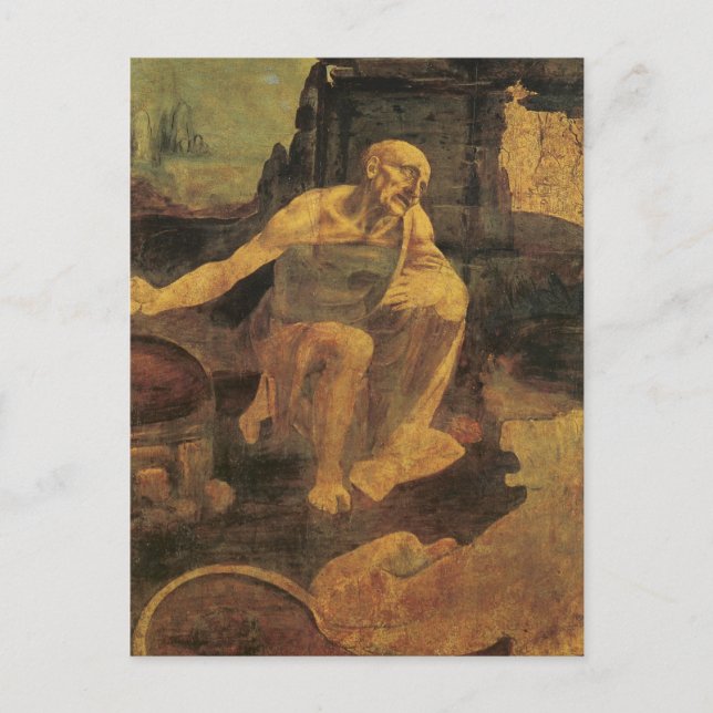 Postal St. Jerome, de Leonardo da Vinci, 1481 (Anverso)