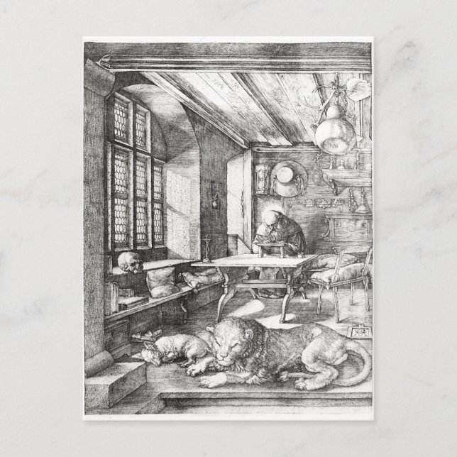 Postal St. Jerome en su estudio, 1514 (Anverso)
