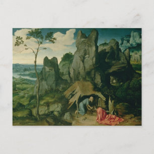 Postal St. Jerome in the Desert (aceite en el panel) (véa