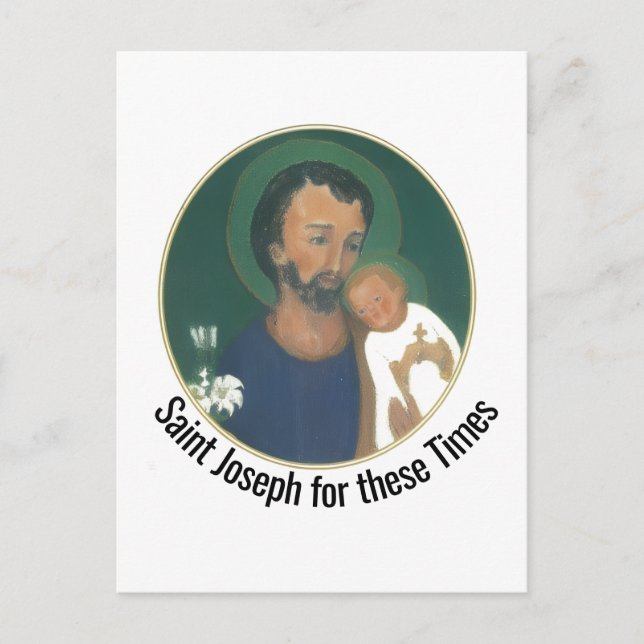 Postal St. Joseph for these Times Flat Greeting Card (Anverso)