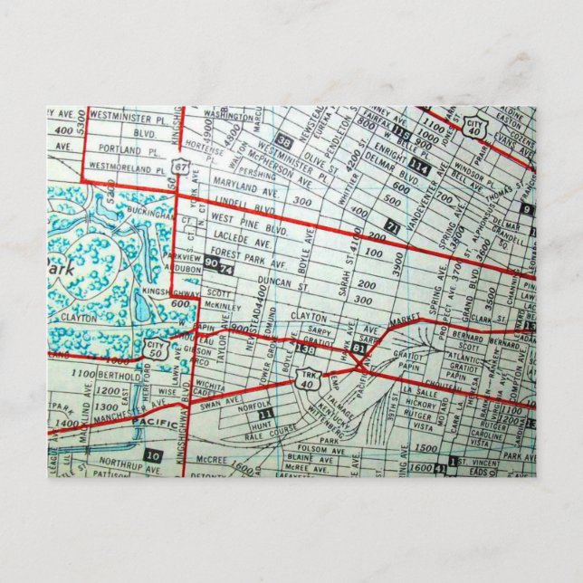 Postal St Louis, Mapa de la vieja escuela MO (Anverso)