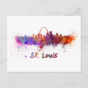 Postal St Louis skyline in watercolor