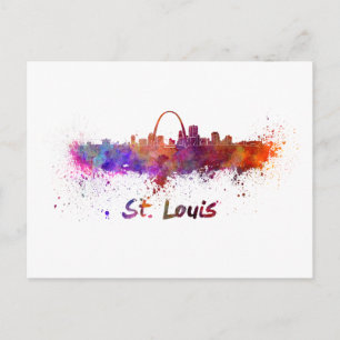 Postal St Louis skyline in watercolor