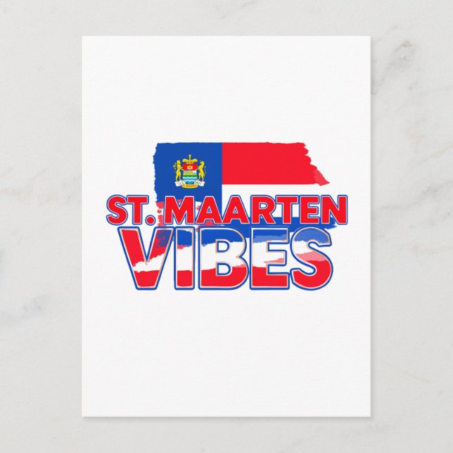 Postal St. Maarten vibes Caribbean flag postcard (Anverso)