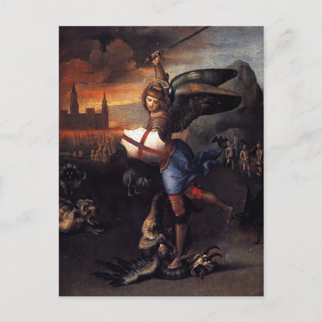 Postal St Michael y Dragon Raphael Postcard (Anverso)