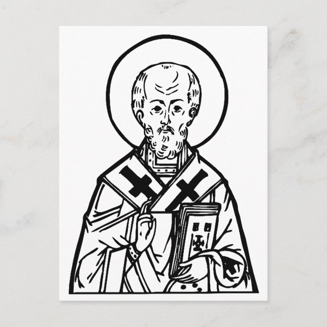 Postal St. Nicholas of Myra Byzantine Orthodox Icon (Anverso)