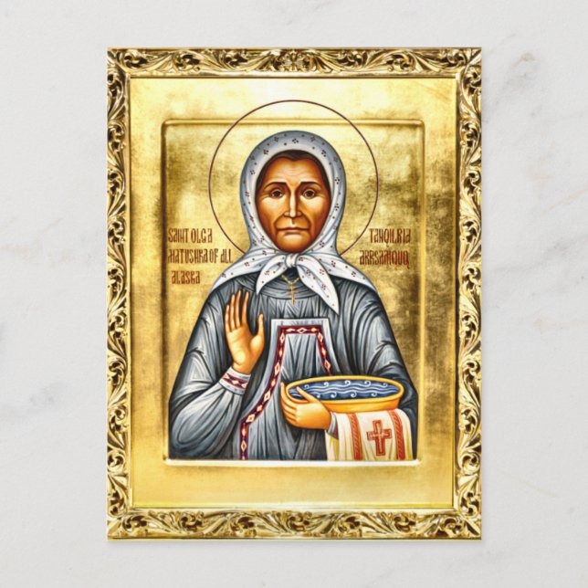 Postal St. Olga of Alaska Orthodox Christian Icon (Anverso)