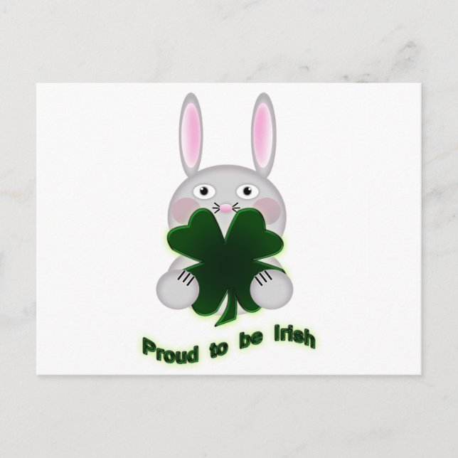 Postal St. Patricks Bunny Orgulloso de ser el Shamrock ir (Anverso)