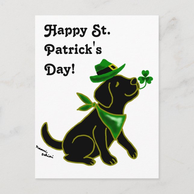 Postal St. Patrick's Day Black Labrador (Anverso)