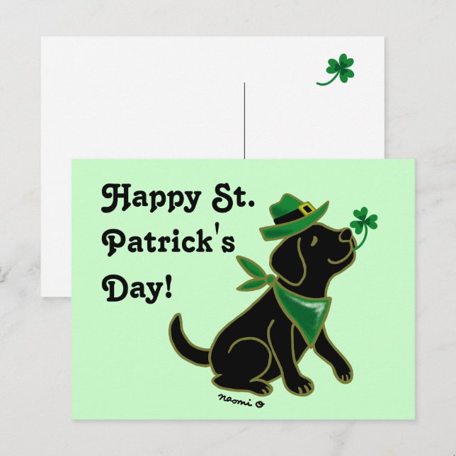 Postal St. Patrick's Day Black Labrador (Anverso / Reverso)