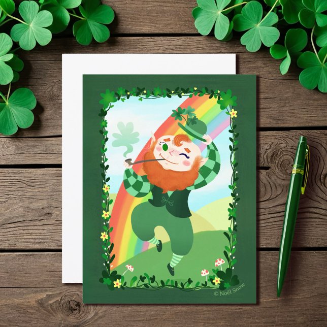 Postal St. Patrick's Day Cute Leprechaun Blank (Subido por el creador)
