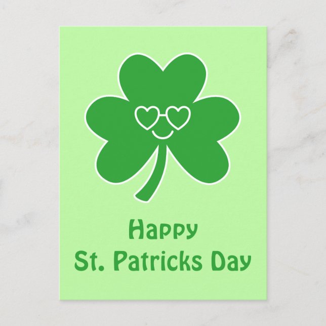Postal St. Patrick's Day Happy Smile Shamrock Clover Post (Anverso)