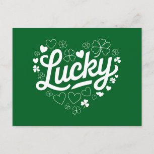 Postal St Patrick's Day Heart Lucky Clover Shamrock