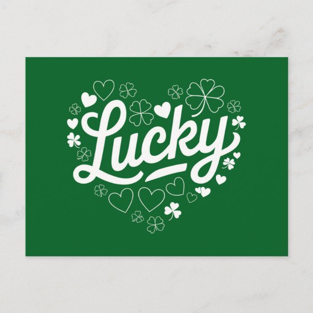 Postal St Patrick's Day Heart Lucky Clover Shamrock (Anverso)