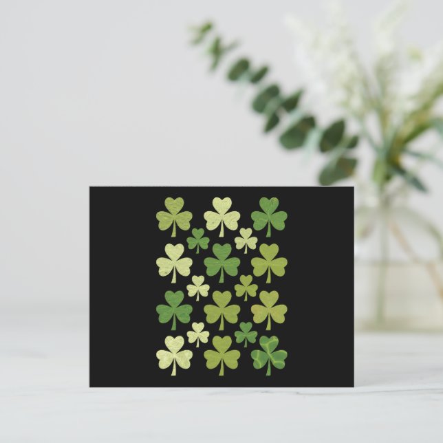 Postal St Patrick's Day Heart Lucky Clover Shamrock (Anverso de pie)