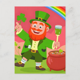 Postal St. Patrick's Day Leprechaun Illustration 