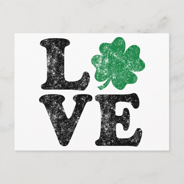 Postal St Patrick's Day LOVE Shamrock Irish (Anverso)