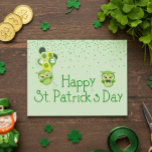 Postal St. Patrick's Day Shamrock Cute Green Owls<br><div class="desc">Este diseño fue creado a través del arte digital. Puede ser personalizado en el área proporcionada o personalizándolo eligiendo la opción de hacer clic en personalizar para más información Contáctame en colorflowcreations@gmail.com si deseas tener este diseño en otro producto. Compra mi pintura de acrílico abstracta original a la venta en...</div>