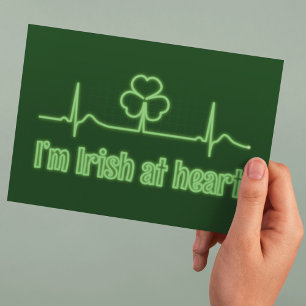 Postal St Patrick's Day Shamrock EKG - Soy irlandés al co