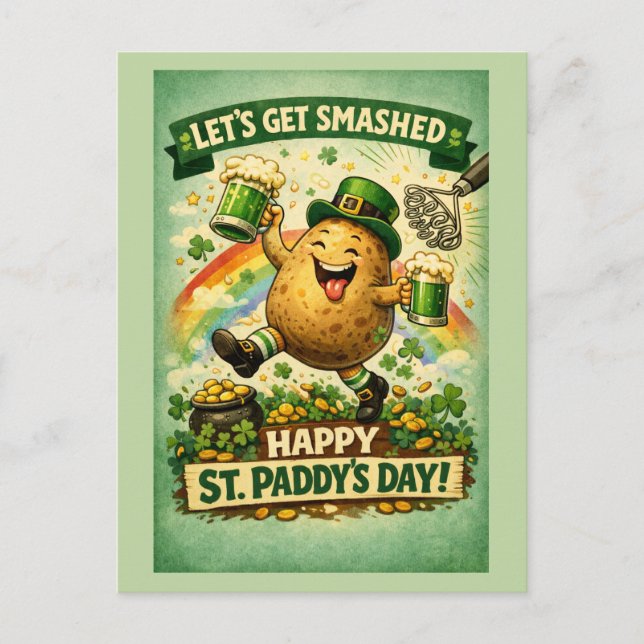 Postal St. Patrick's Day Smashed Spud Funny Greeting Card (Anverso)