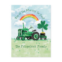 St. Patrick's Day Vintage Tractor Añadir nombre